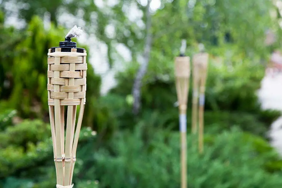 Tiki Torches outdoor wedding