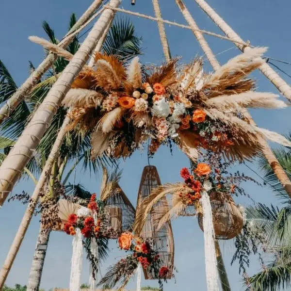 Jungle-inspired Bohemian Destination Wedding jungle outdoor wedding decor