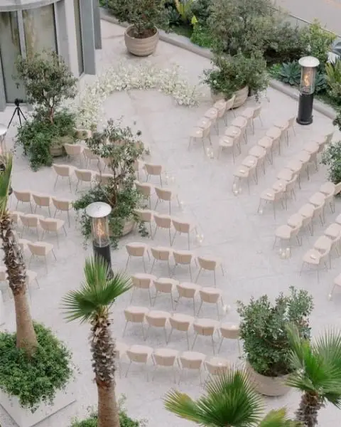 Luxuriously Sleek: Modern Outdoor Wedding Decor At Santa Monica Proper Hotel modern outdoor wedding decor