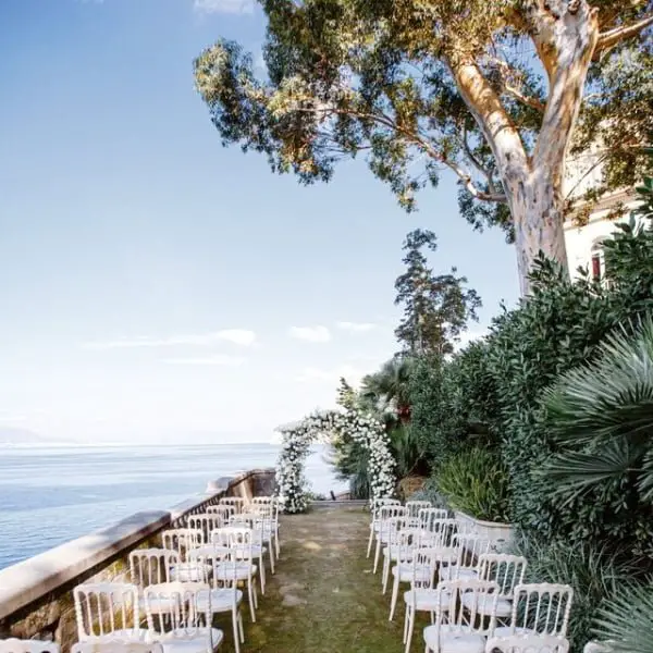 Lake Como Aisle Decor outdoor wedding aisle