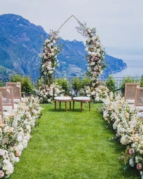 Dreamy Wedding Ceremony with a Fantastic View on Amalfi Coast outdoor wedding aisle