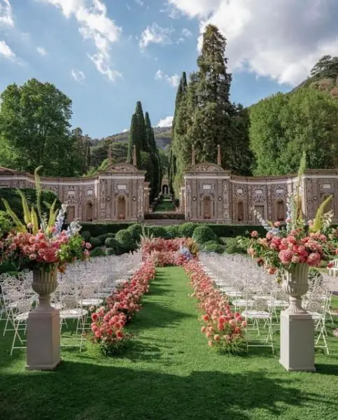 Como, Italy Wedding Aisle Decor outdoor wedding aisle