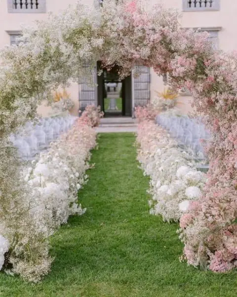 Floral Aisle Decor outdoor wedding aisle