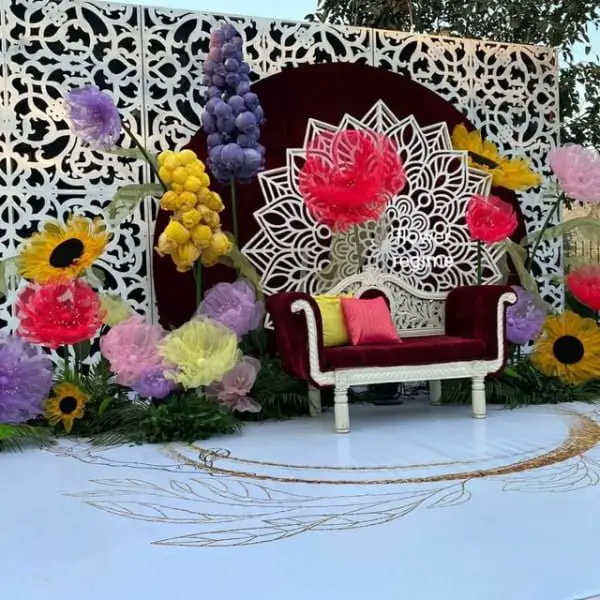 Giant Flower Decor outdoor wedding reception decor