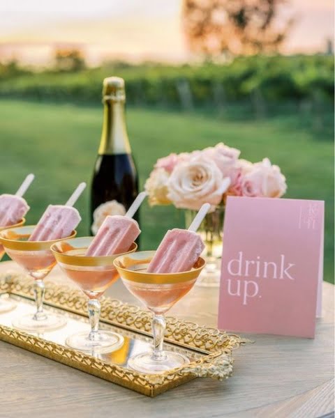 Personalized Cocktails outdoor wedding reception decor