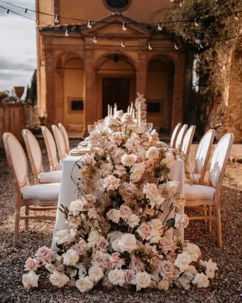Tuscan Fairytale outdoor wedding table decor idea