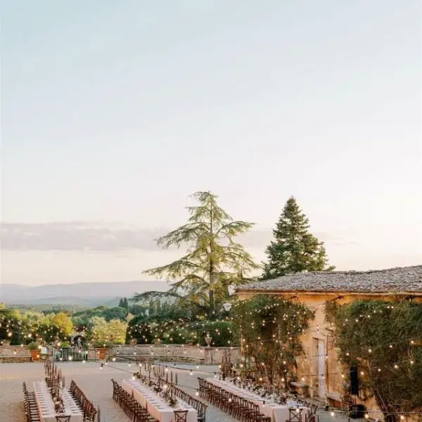 Tuscan Dream Wedding outdoor wedding table decor idea