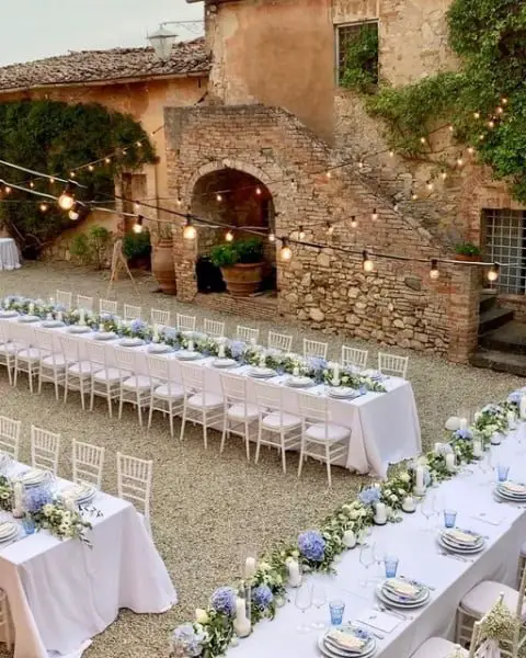 Tuscan Vibes outdoor wedding table decor idea