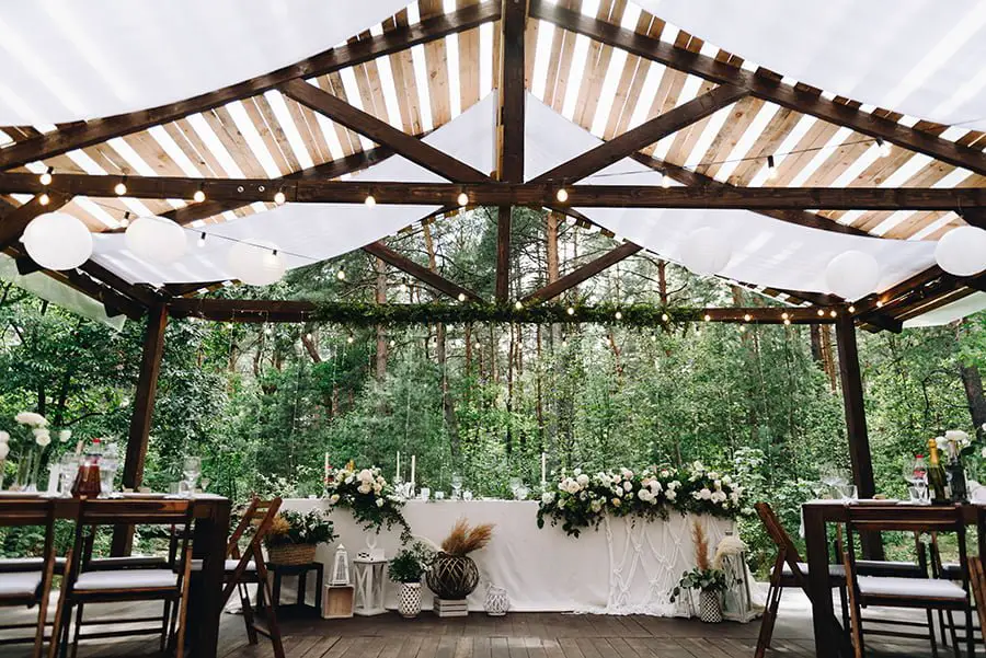 canopy at rustic outdoor wedding