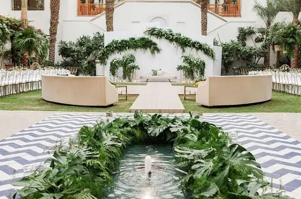 Serene And Luxe: An Intimate Foliage-filled Tropical Wedding In Park Hyatt Dubai's Palm Garden natural outdoor wedding decoration