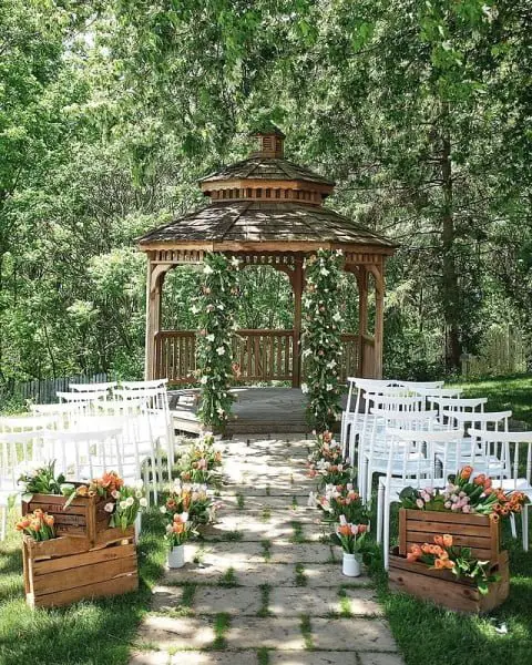 Lush And Elegant Spring Outdoor Wedding Decor With Tulips spring outdoor wedding decor