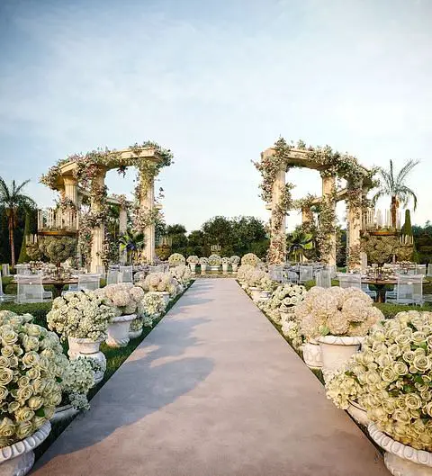 Blooming All-White Floral Fairytale: Unique Persian Engagement Ceremony Decor spring outdoor wedding decor