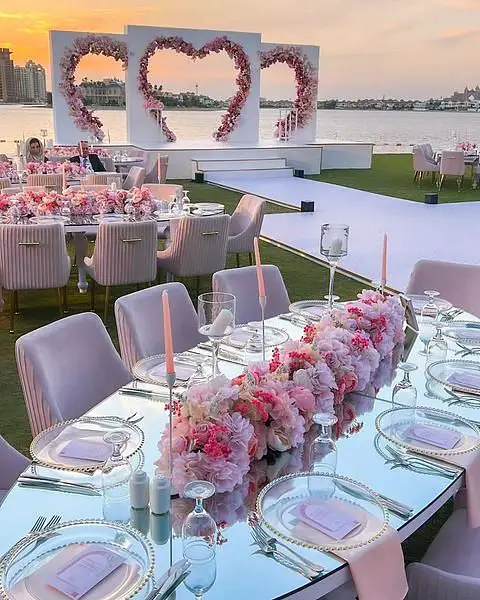 Romantic Seaside Elegance: A Dreamy Pink Wedding Celebration summer outdoor wedding decor
