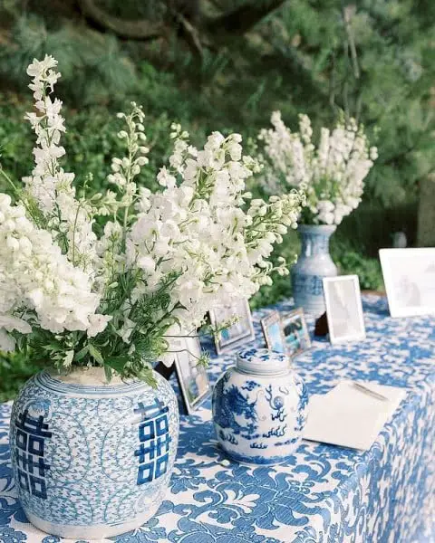 Stunning Blue Summer Wedding Decor With Elegant Florals And Modern Touches summer outdoor wedding decor