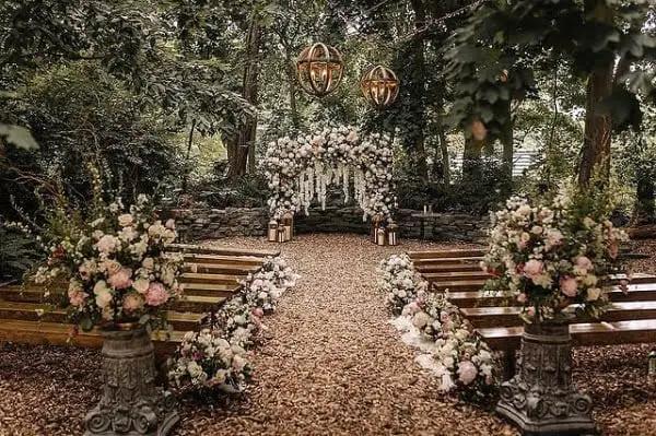 Enchantingly Sophisticated Woodland Outdoor Wedding Decor summer outdoor wedding decor