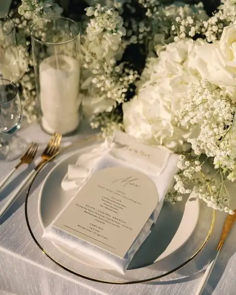 Contemporary Tuscany-Inspired Garden Wedding Decor In White And Gold white outdoor wedding decor