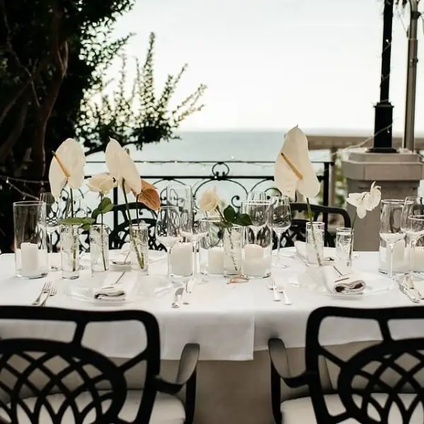 Enchanting White And Seaside Wedding Decor white outdoor wedding decor