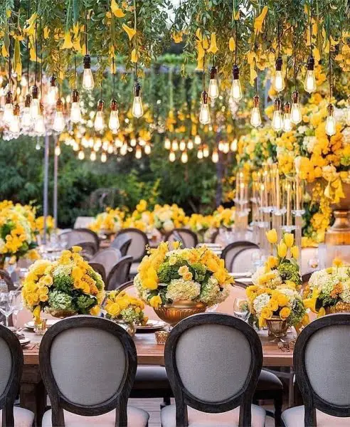 Vibrant And Elegant Yellow Outdoor Wedding Decor Inspiration yellow outdoor wedding decor