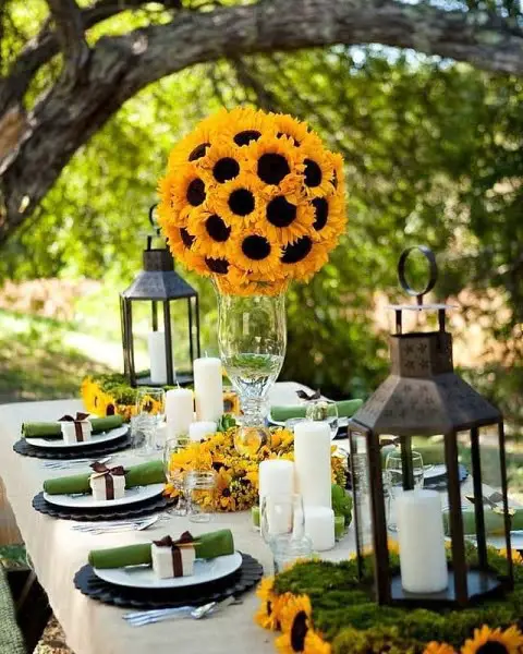 Radiant Sunflower-Inspired Yellow Wedding Decor yellow outdoor wedding decor