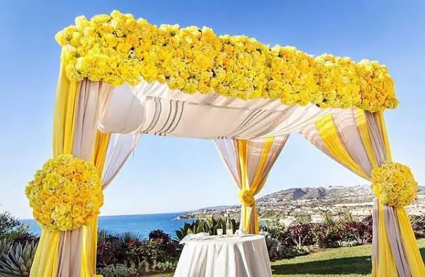 Radiant And Serene: A Yellow Outdoor Wedding Setup For A Perfect Summer Celebration yellow outdoor wedding decor