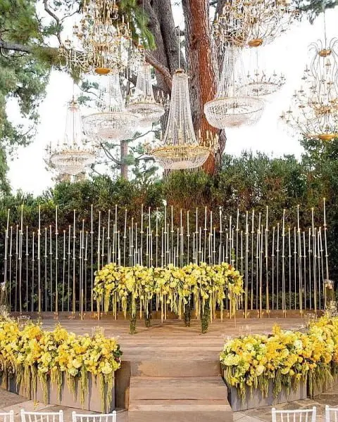 Sunny And Vibrant Outdoor Wedding Decor In Beverly Hills yellow outdoor wedding decor