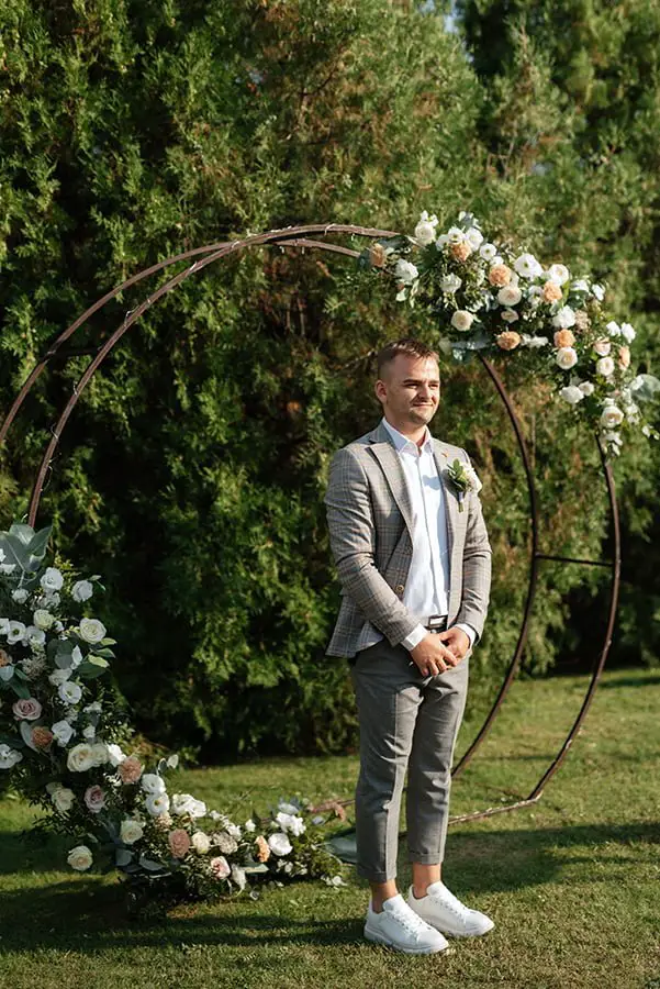 man in garden wedding