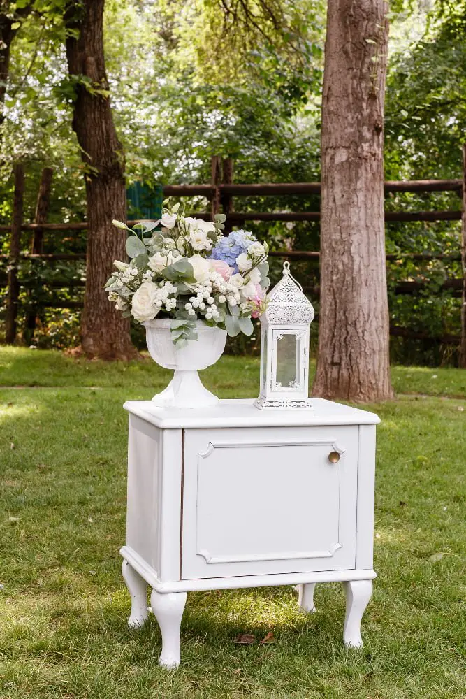 Antique dresser decor outdoor wedding