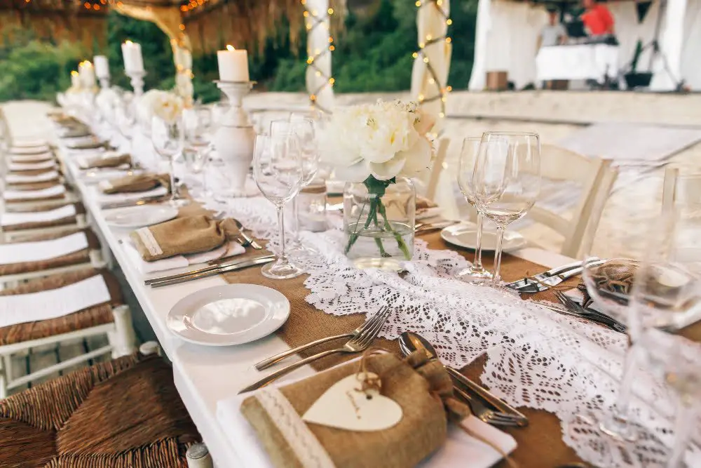 Burlap Table Runners decor outdoor wedding