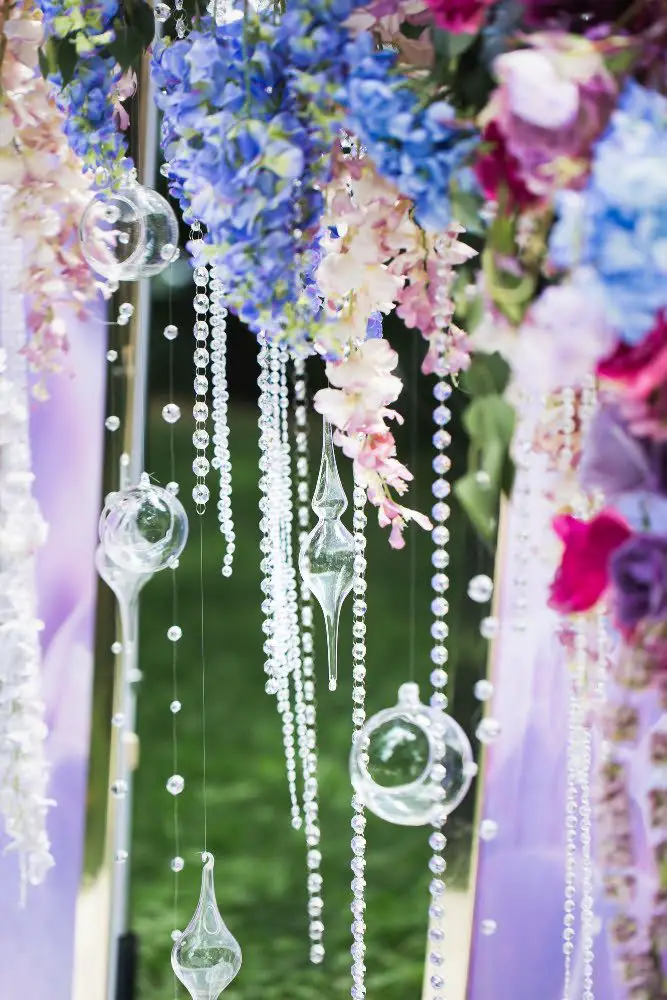 Crystal Strands in trees decor wedding