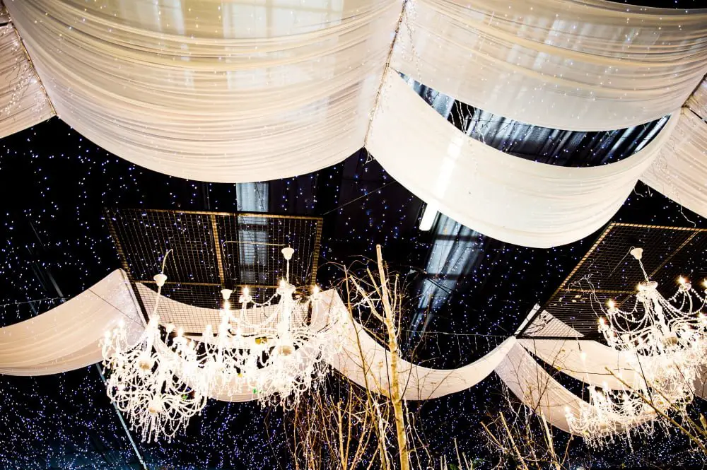 Draped Fabric Ceiling decor outdoor wedding