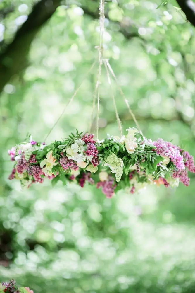 Floral Chandeliers outdoor wedding