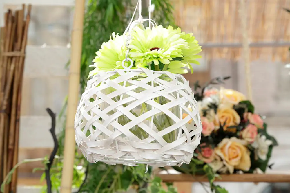 Hanging Flower Baskets wedding entrance