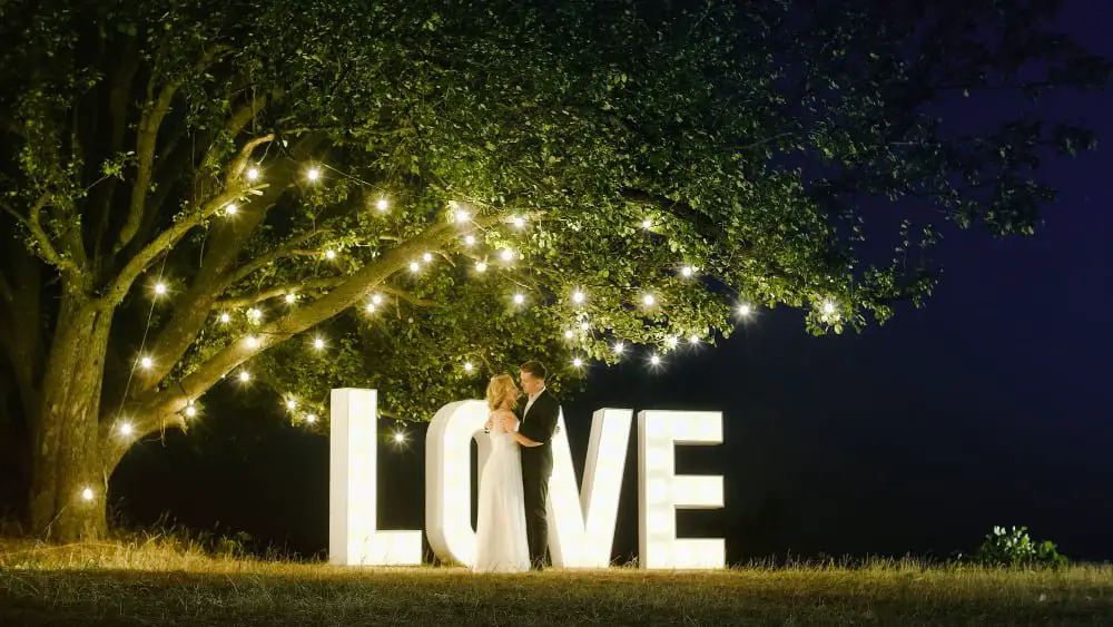 Illuminated LOVE Letters outdoor wedding
