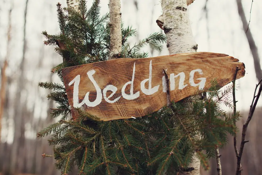 Personalized Signs in trees decor wedding