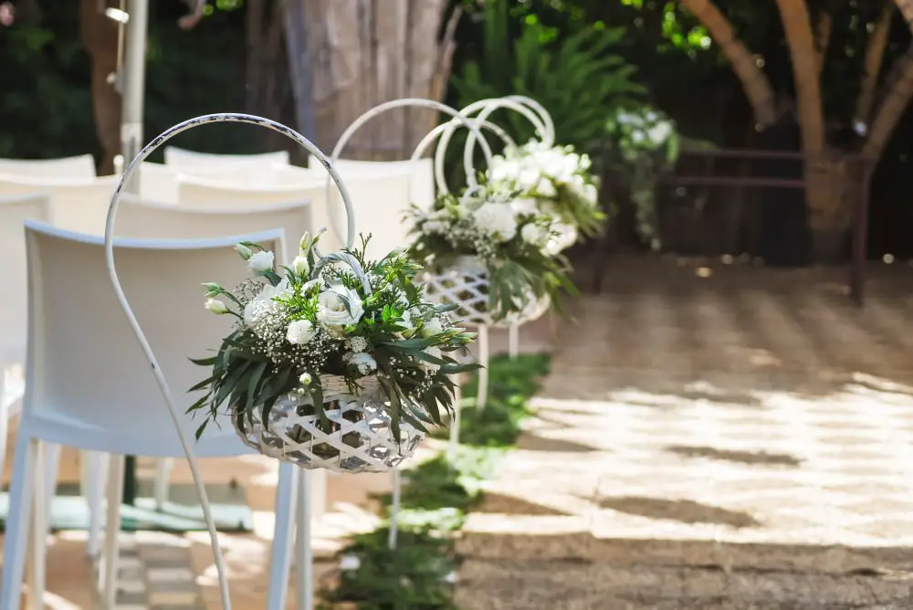 Potted Plant Aisle outdoor wedding