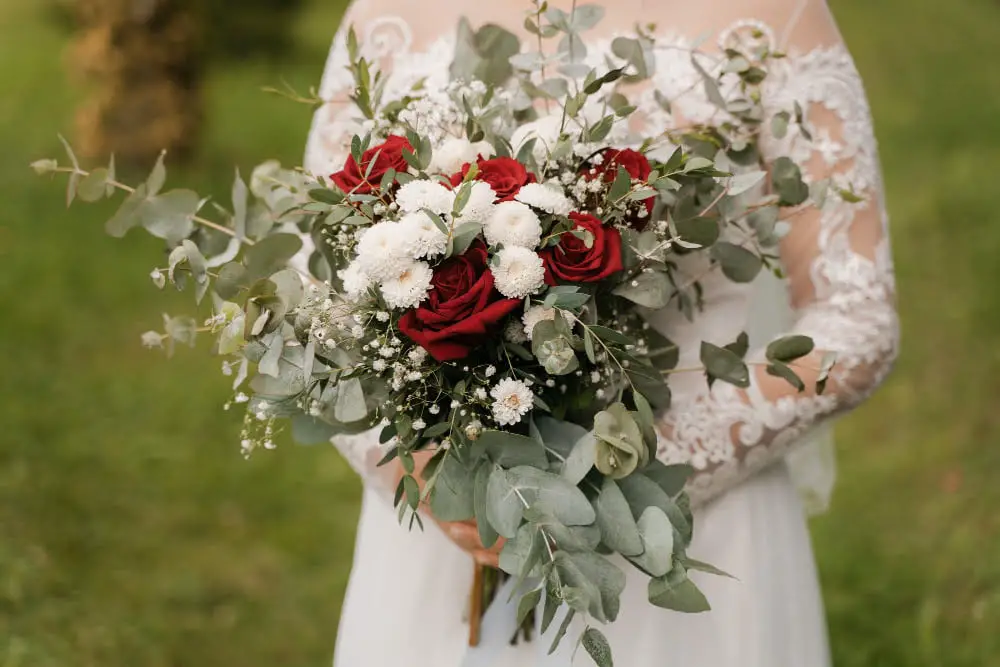 Red and Green Floral Arrangements wedding