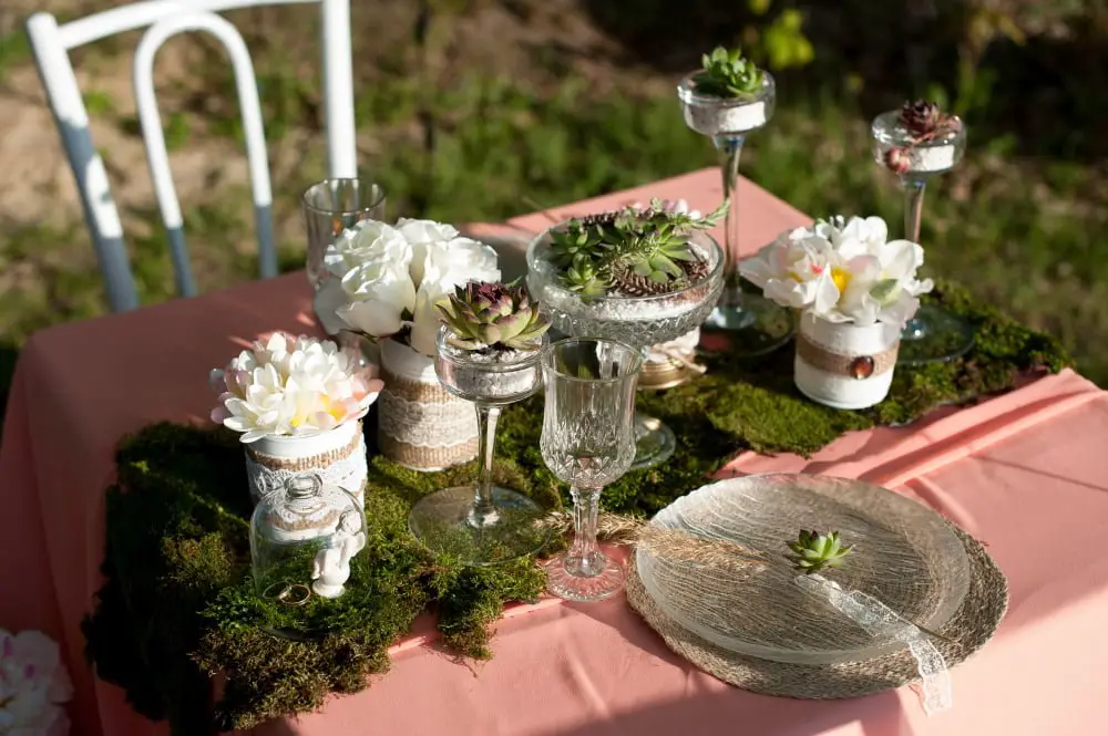 Tin Can Flower Holders outdoor wedding