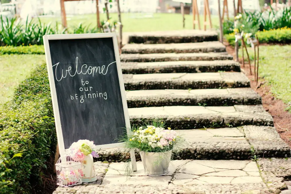 chalkboard Entrance outdoor wedding