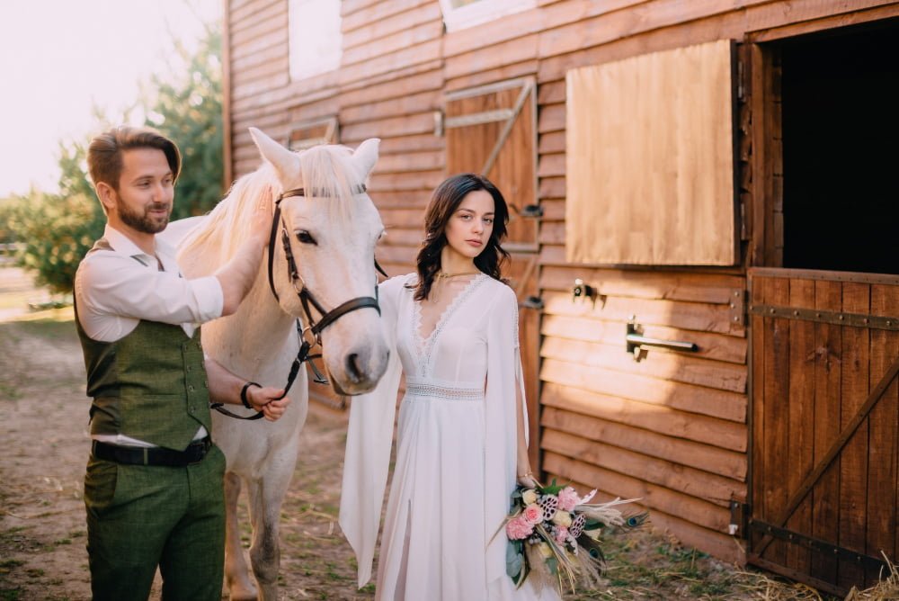 horses in outdoor wedding