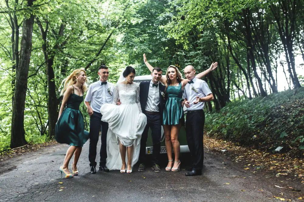 mountain wedding guests