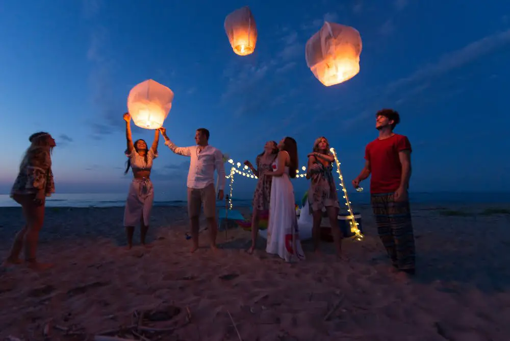 releasing lantern at wedding