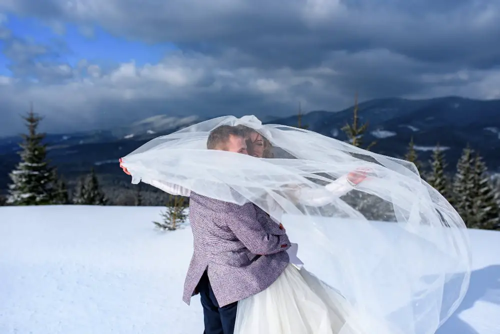snowy mountain ski Resort Wedding