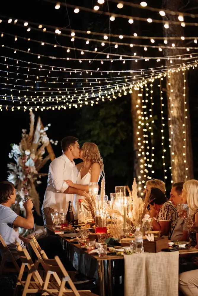 string lights canopy wedding
