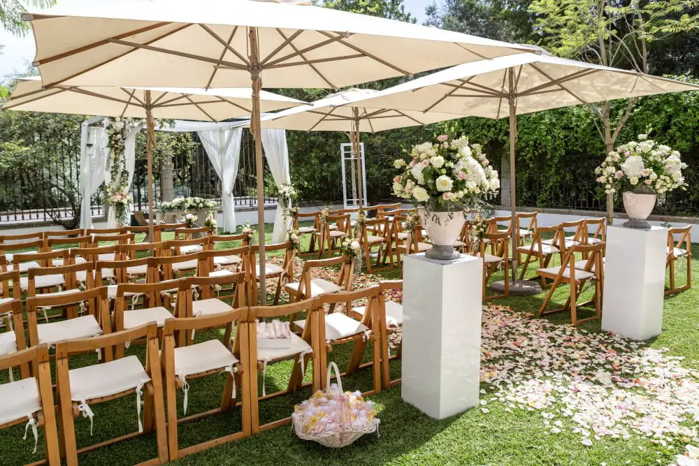 umbrella decor at wedding