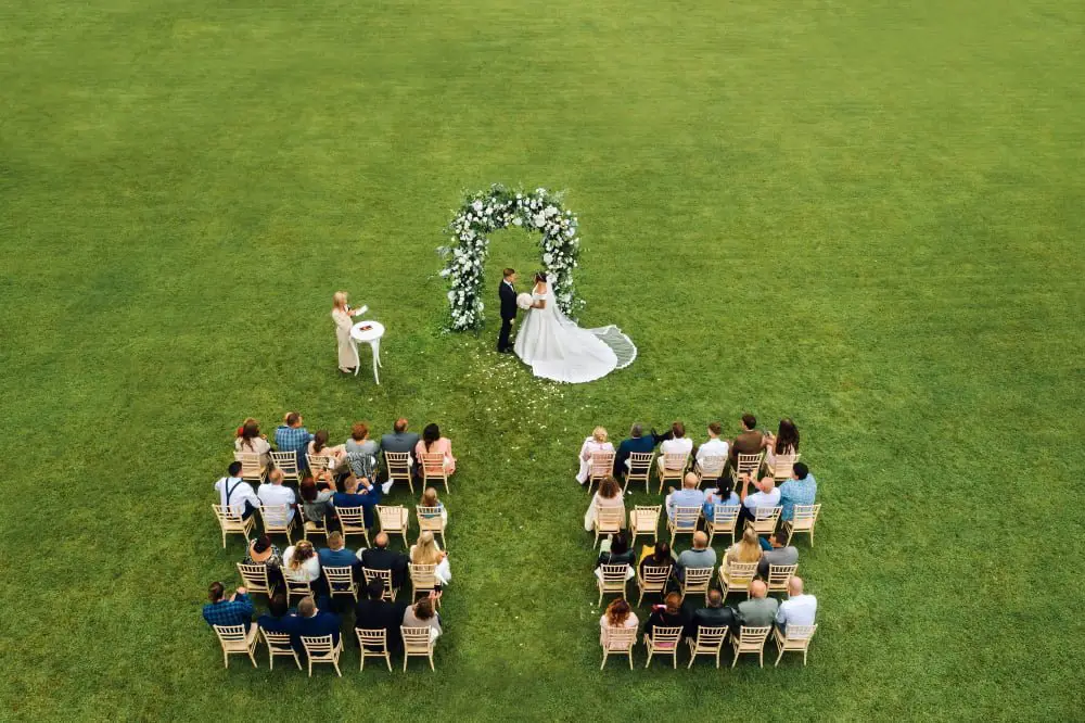 wedding aerial drone shot