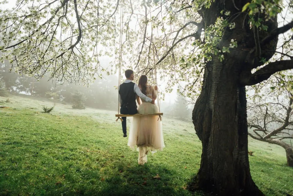 wedding tree swing shot