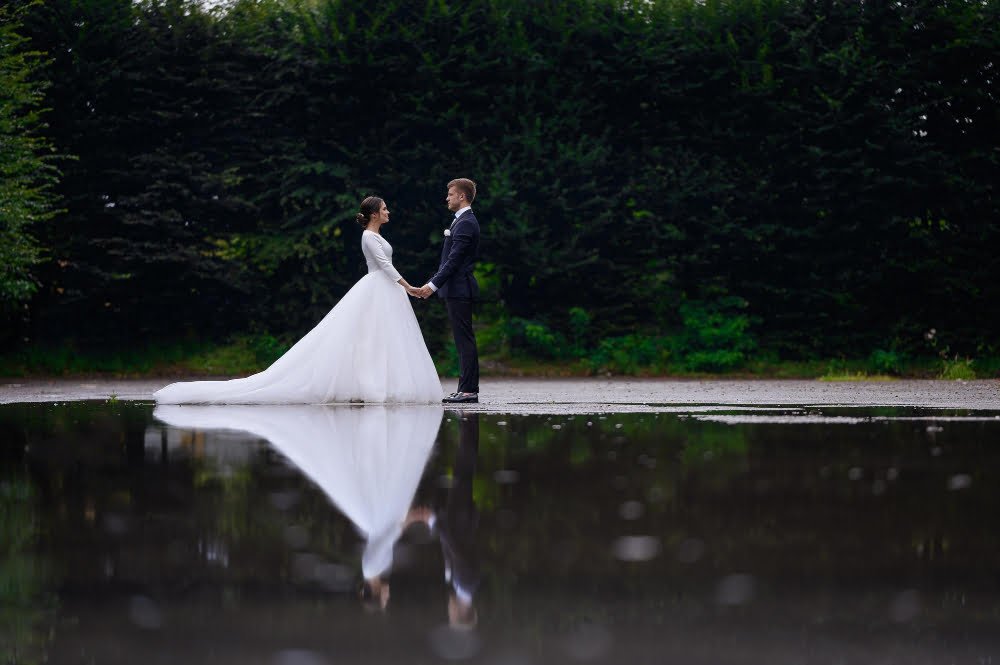 wedding water reflection shot