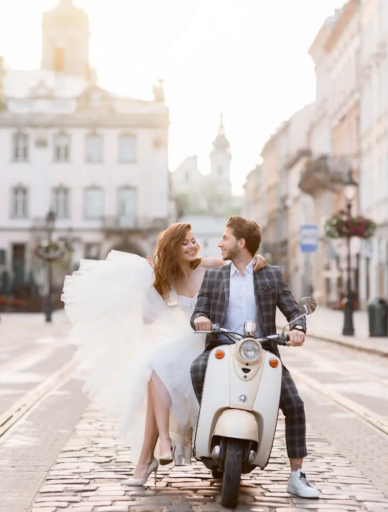 Vintage Vespas wedding