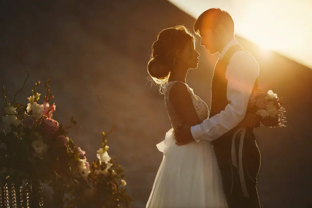 post-sunset wedding shots