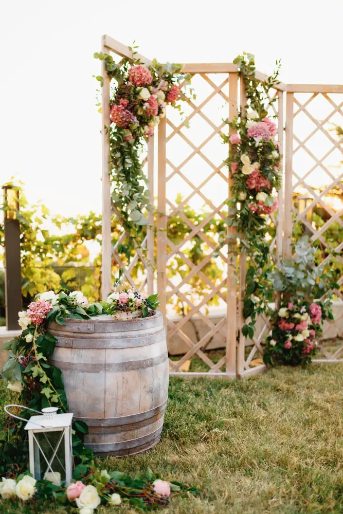 Wine Barrel and Flower Combo